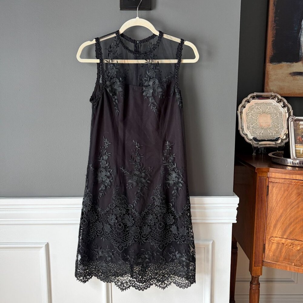 Nanette Lepore Black Spring Bloom Lace Overlay Sleeveless Cocktail Dress- Size 4 - Picture 3 of 6